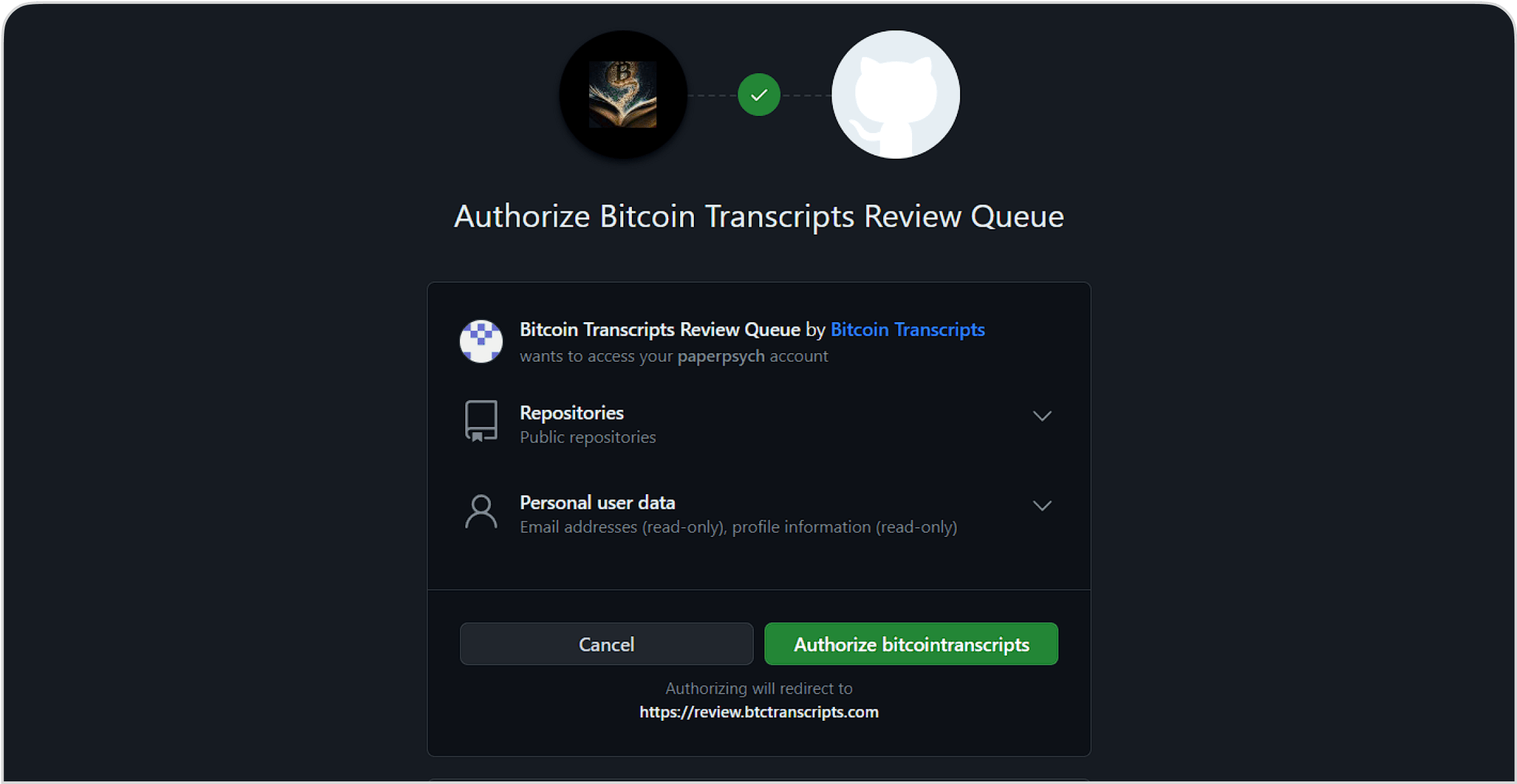 authorize github page